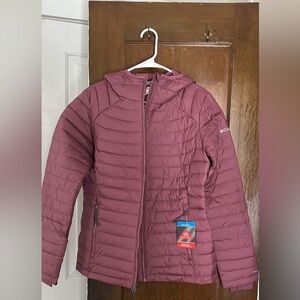 Columbia jacket (tags still on). Jacket color is “Antique Mauve” (light purple).